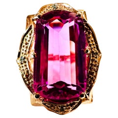 Neuer Sri Lanka 12.0 Karat Dunkelrosa Saphir Roségold vergoldeter Sterling-Ring