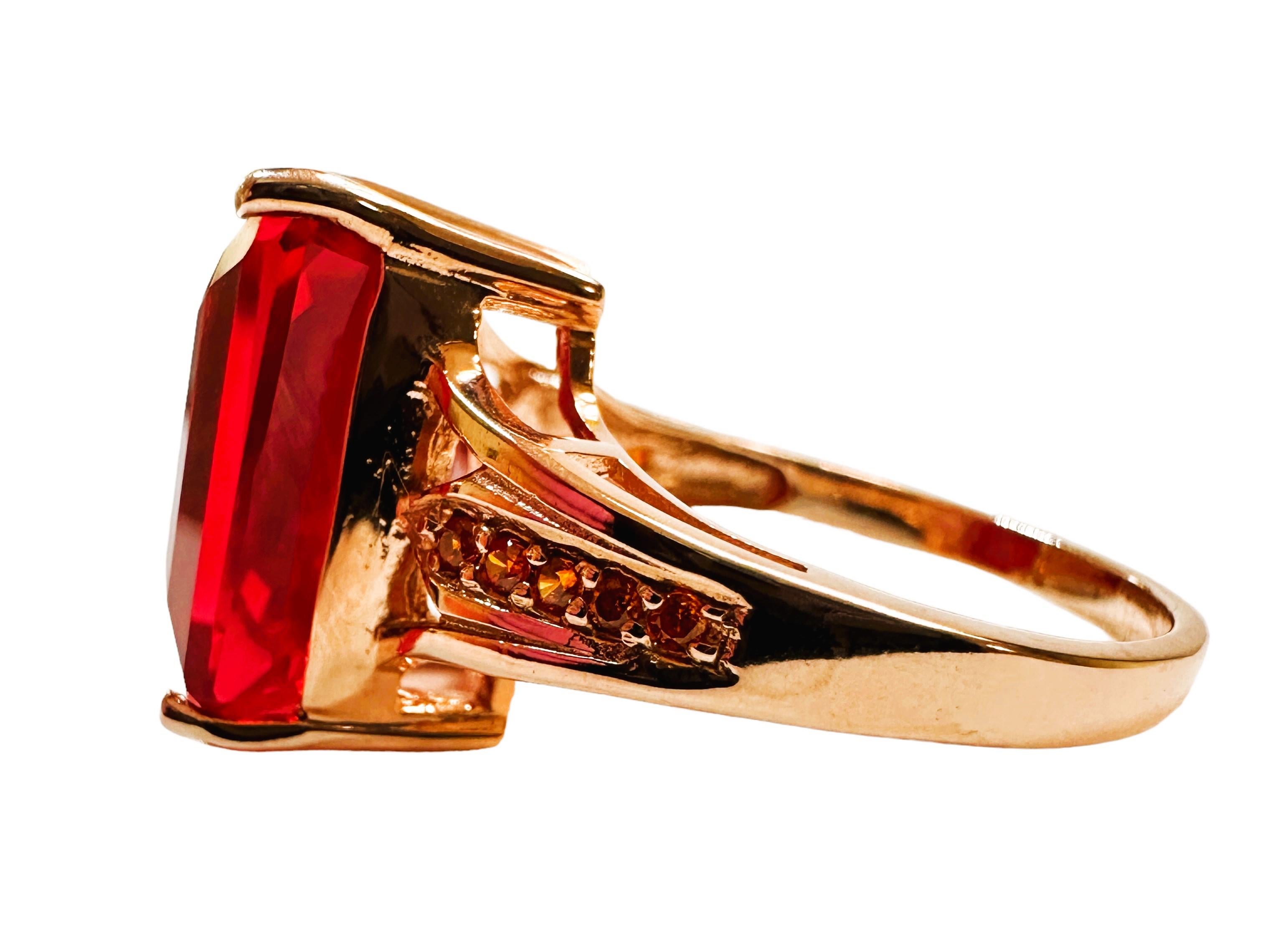 Art Deco New Sri Lanka 13.0 Ct Pink Padparadscha Sapphire RGold Plated  Sterling Ring