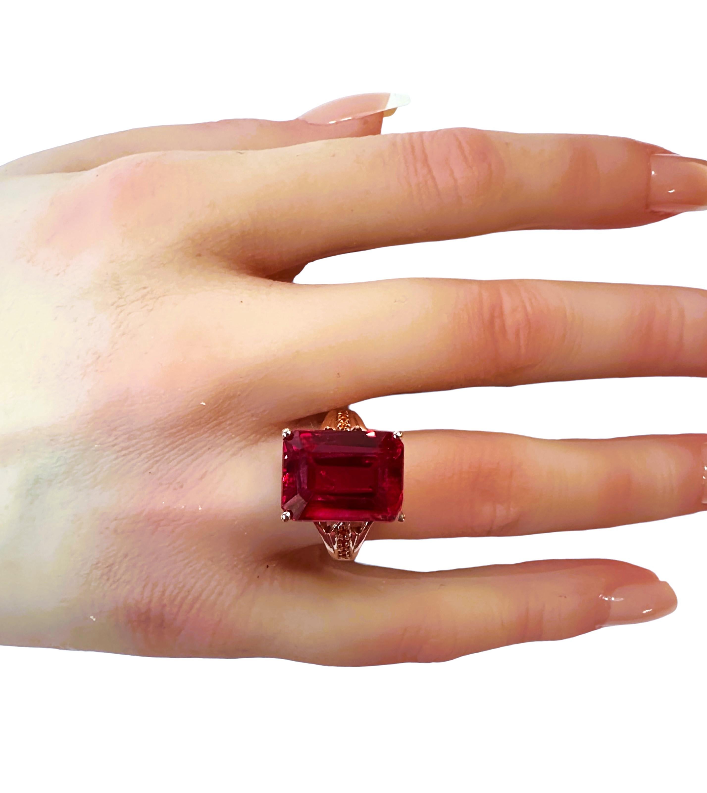 Women's New Sri Lanka 13.0 Ct Pink Padparadscha Sapphire RGold Plated  Sterling Ring