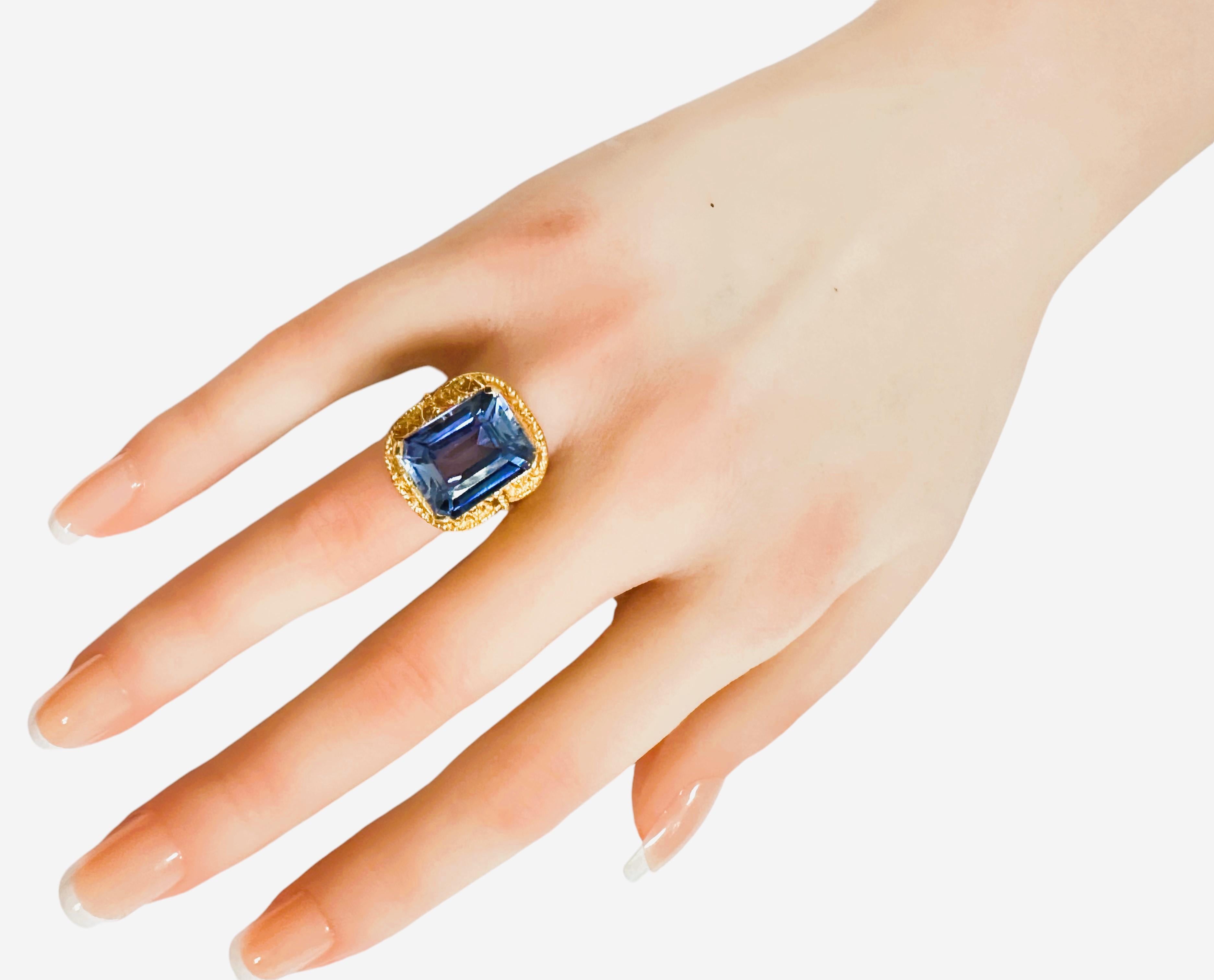 Neuer Sri Lanka 13,90 Karat Kornblumenblauer Saphir Y vergoldeter Sterling-Ring Damen