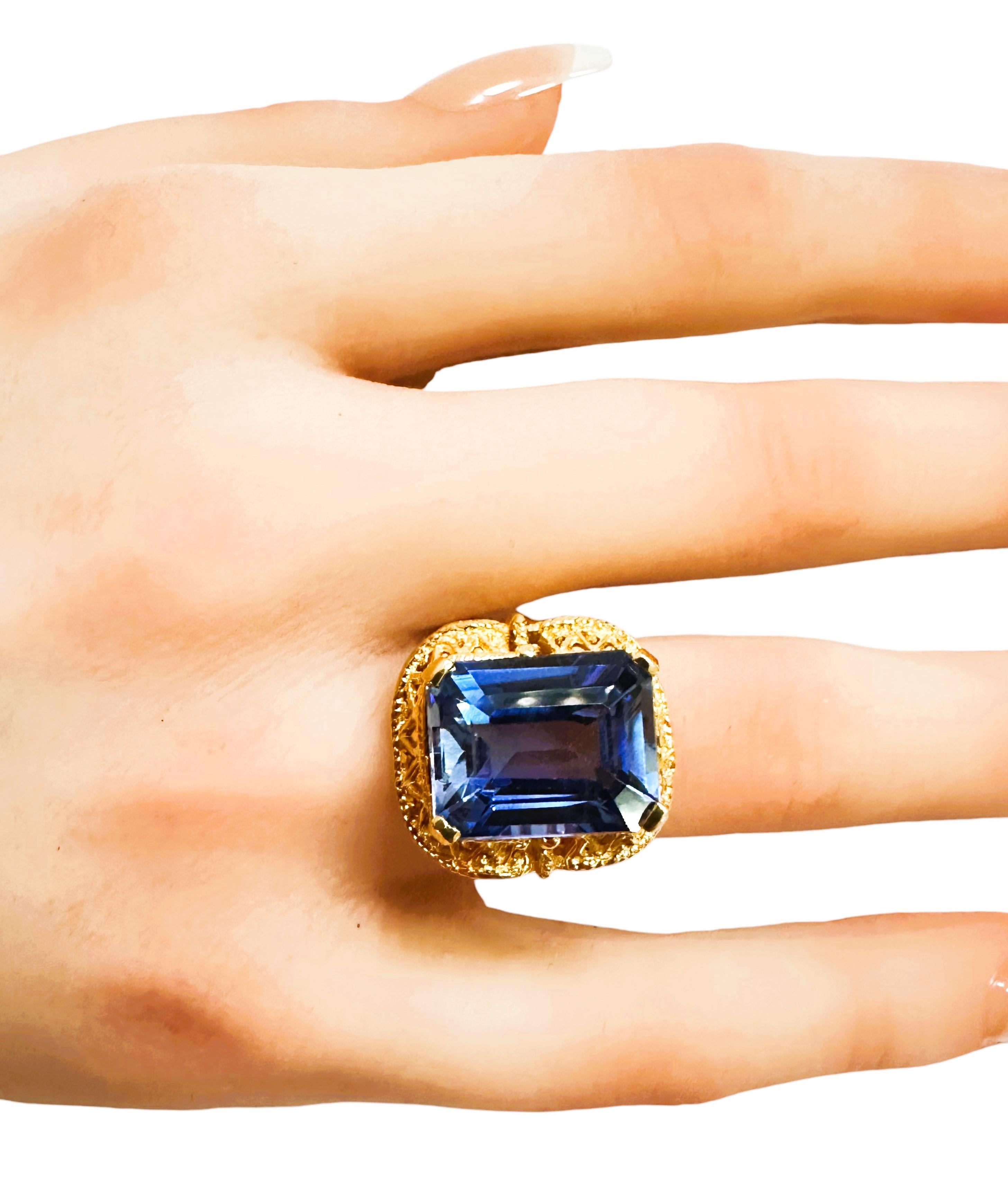 Neuer Sri Lanka 13,90 Karat Kornblumenblauer Saphir Y vergoldeter Sterling-Ring 1