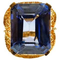 New Sri Lanka 13.90 Ct Cornflower Blue Sapphire YGold Plated Sterling Ring