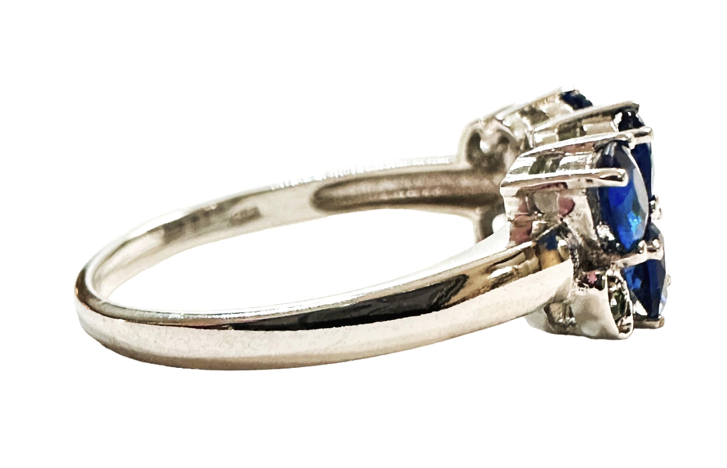 Nuovo  Anello in argento con zaffiro blu reale e tsavorite da 1,50 carati dello Sri Lanka In condizioni Nuovo a Eagan, MN