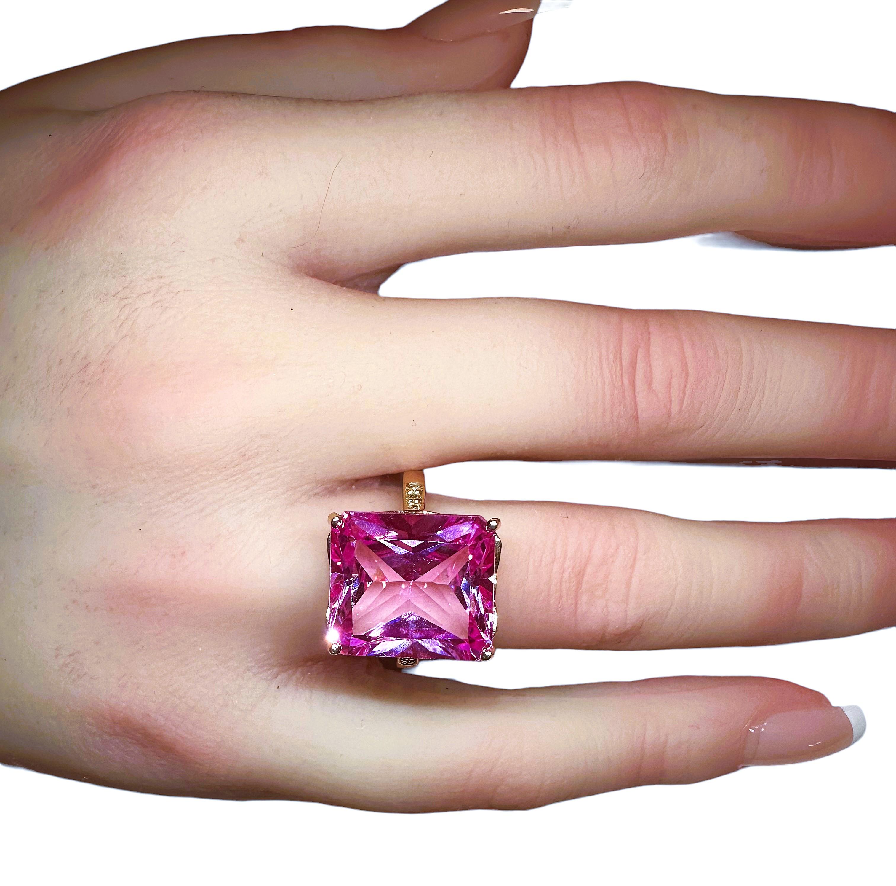 Neuer Sri Lanka 15,90 Karat Babyrosa Saphir Gelbgold vergoldet  Sterling Ring Damen