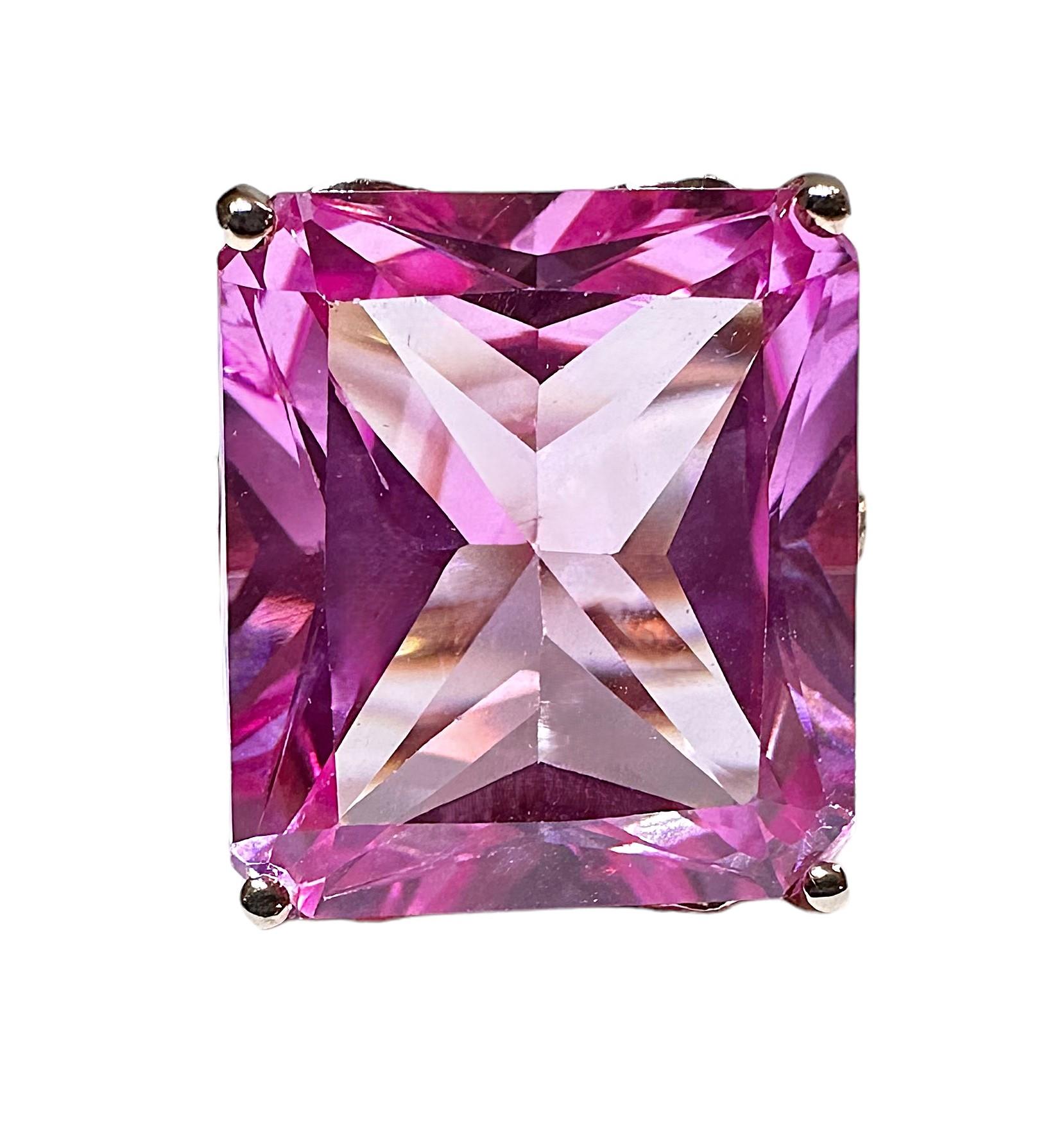 Neuer Sri Lanka 15,90 Karat Babyrosa Saphir Gelbgold vergoldet  Sterling Ring 1
