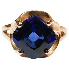New Sri Lanka 2.40 ct Blue Sapphire Rose Gold Plated Sterling Ring Size 7.75