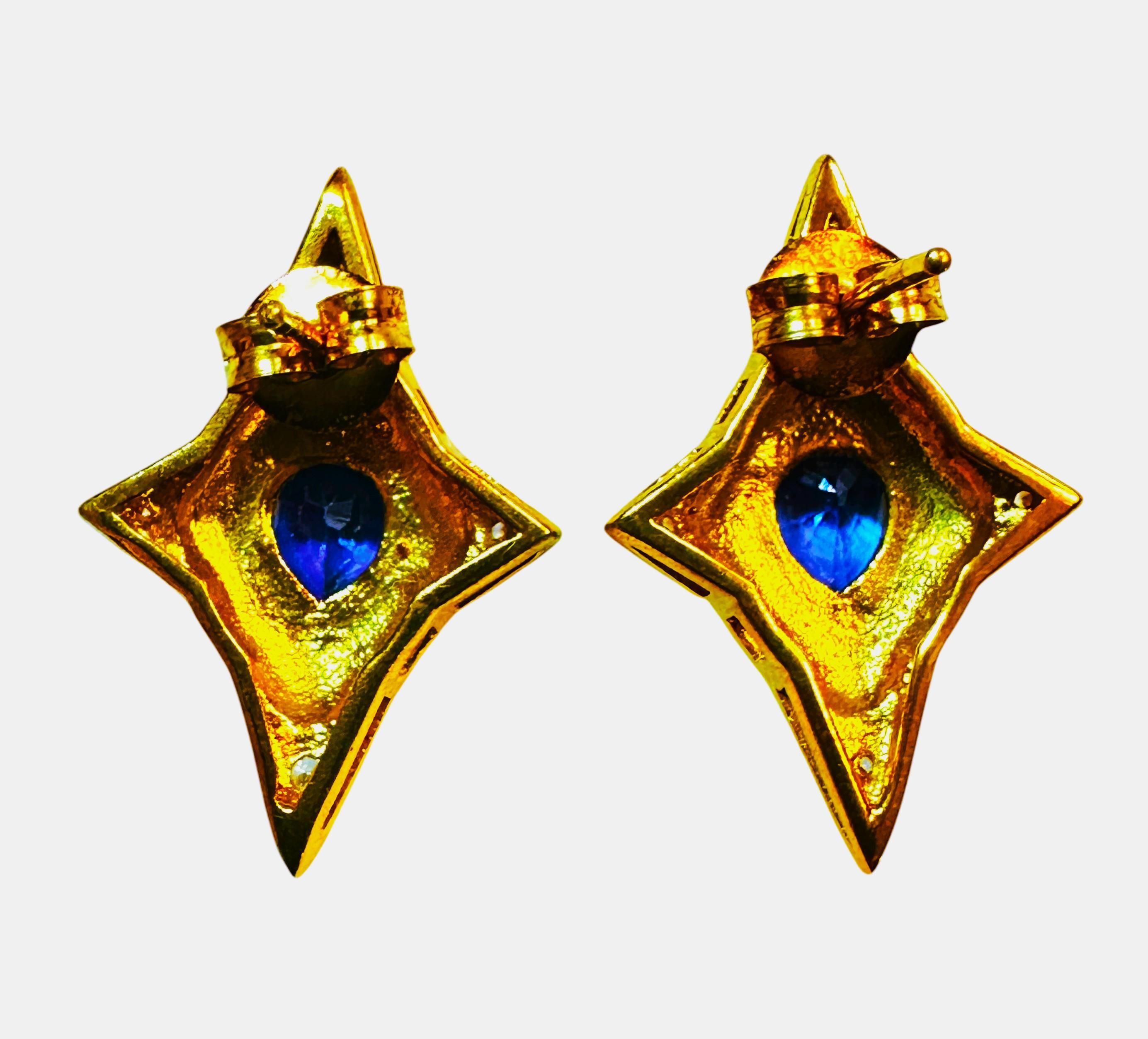 New Sri Lanka 2.90 ct Royal Blue Sapphire Rose Gold PlatedSterling Post Earrings In New Condition For Sale In Eagan, MN