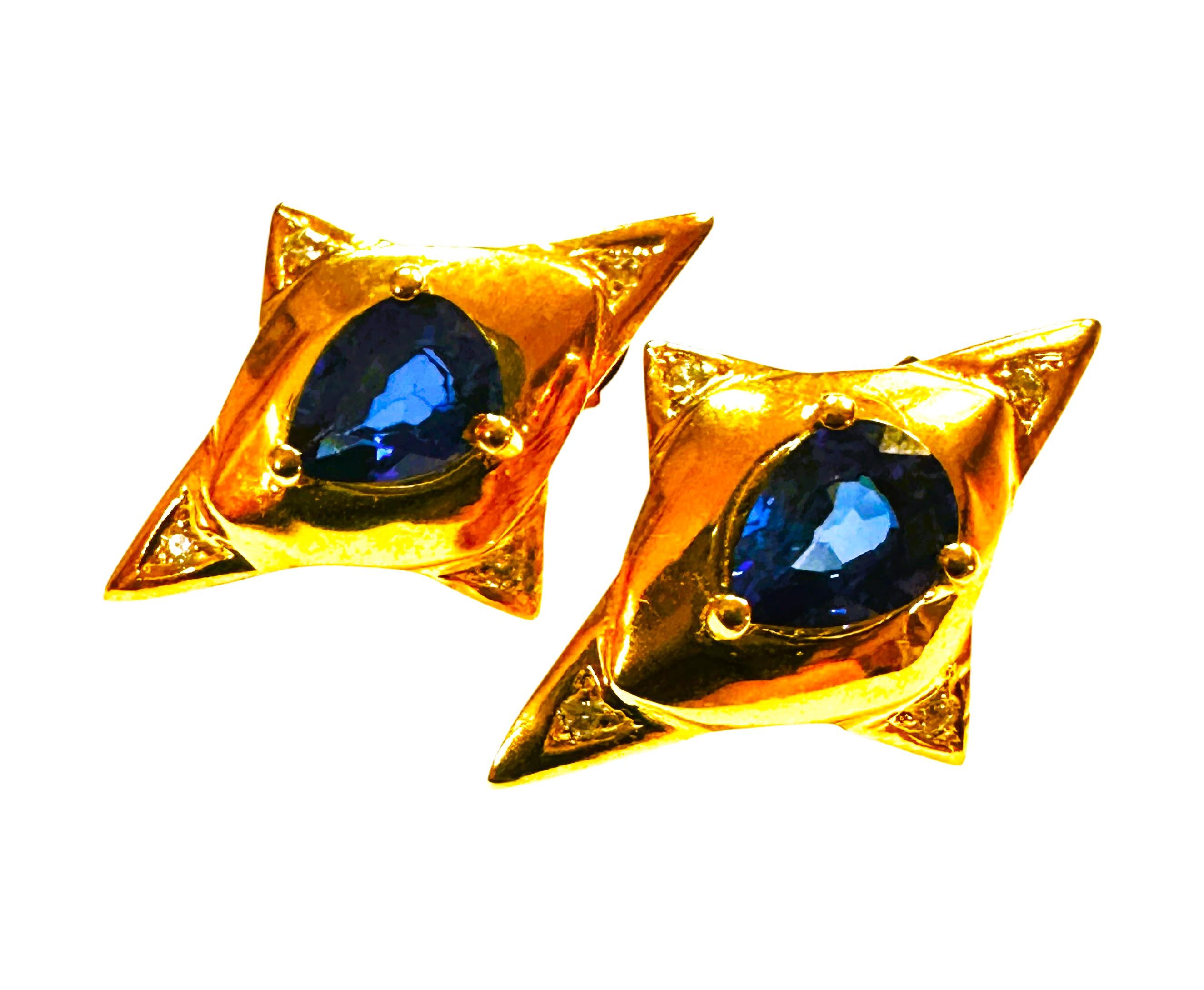 Women's New Sri Lanka 2.90 ct Royal Blue Sapphire Rose Gold PlatedSterling Post Earrings For Sale