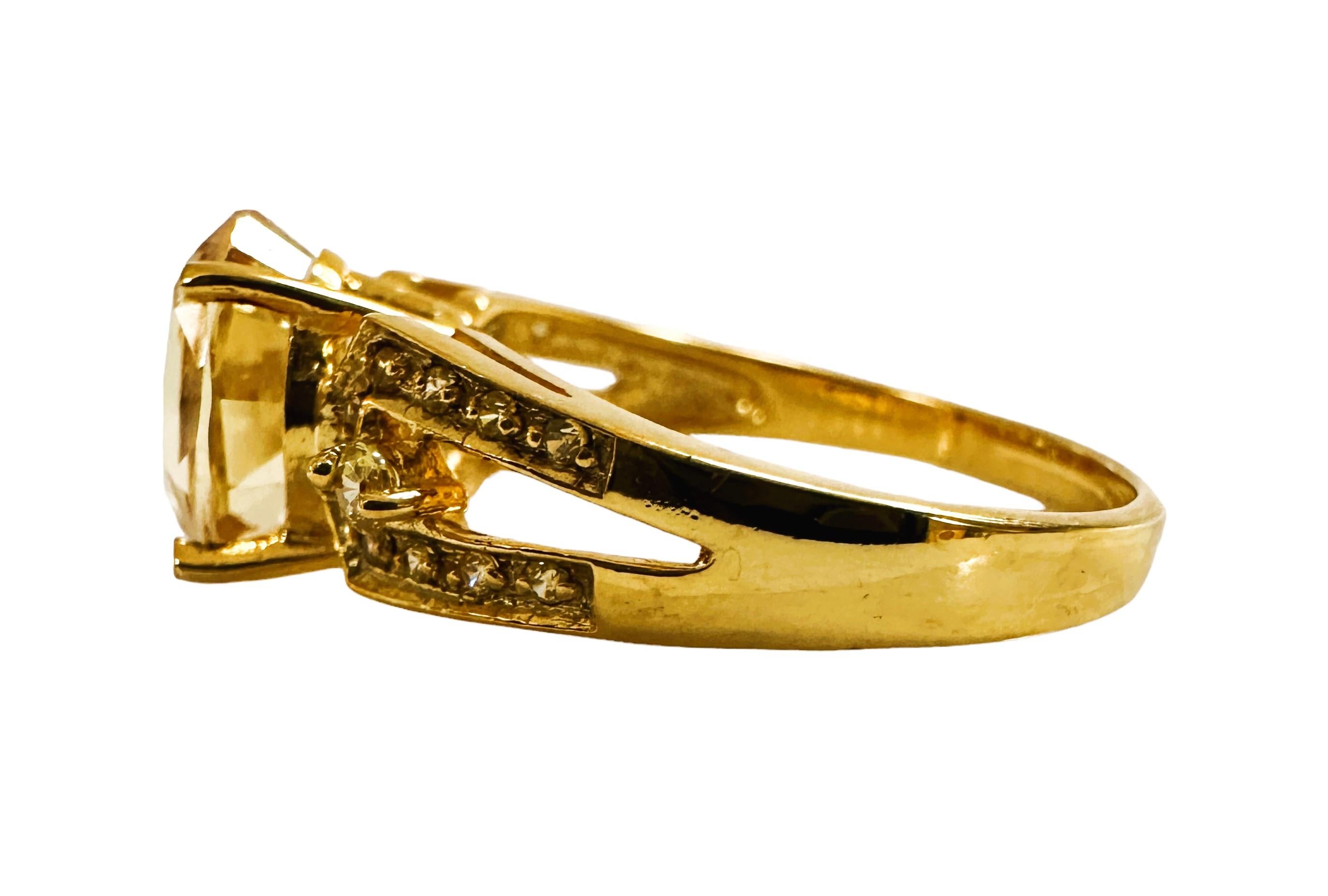 Art Deco New Sri Lanka 2.90 Ct Yellow Sapphire Yellow Gold Plated Sterling Ring