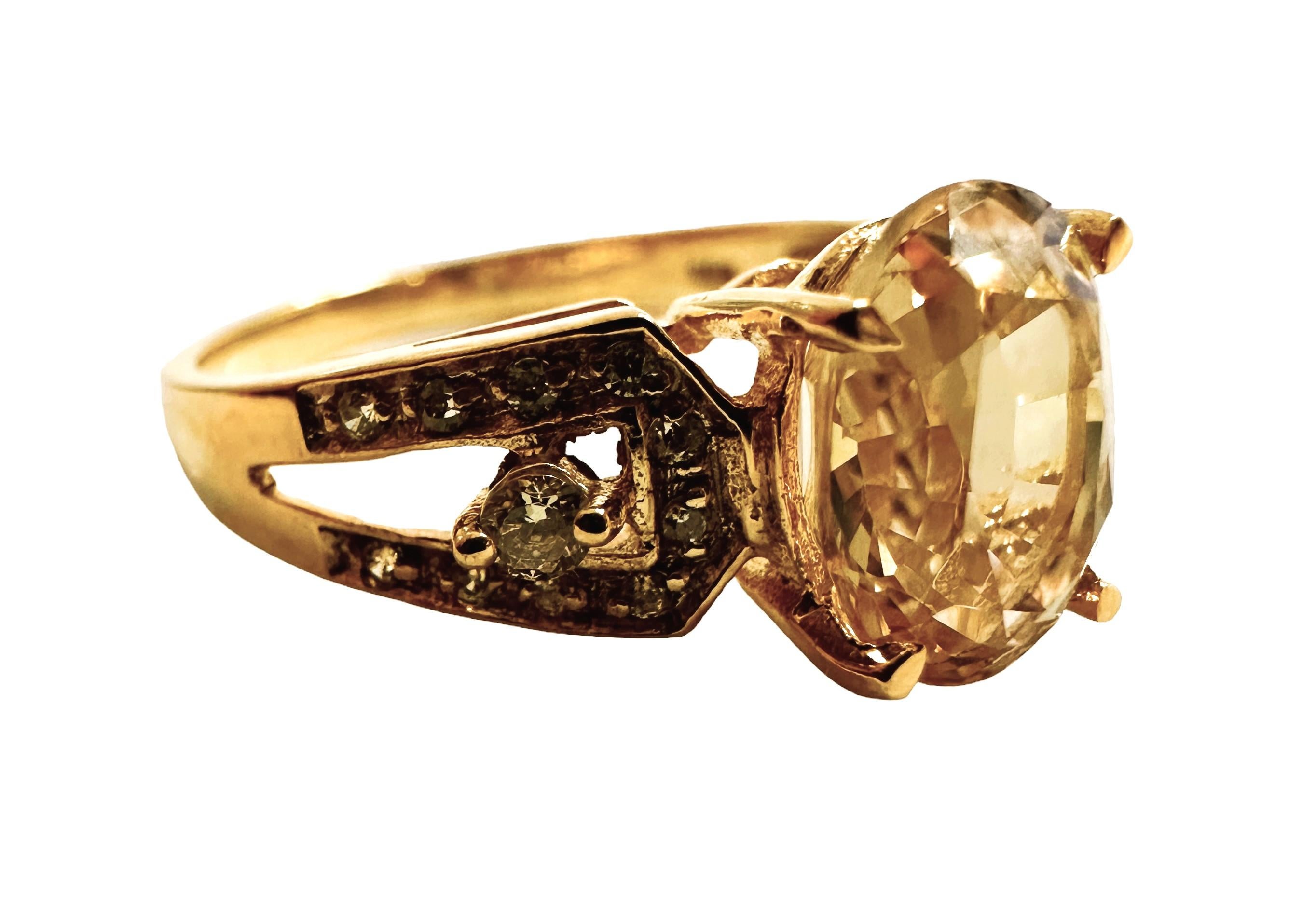 New Sri Lanka 2.90 Ct Yellow Sapphire Yellow Gold Plated Sterling Ring In New Condition In Eagan, MN