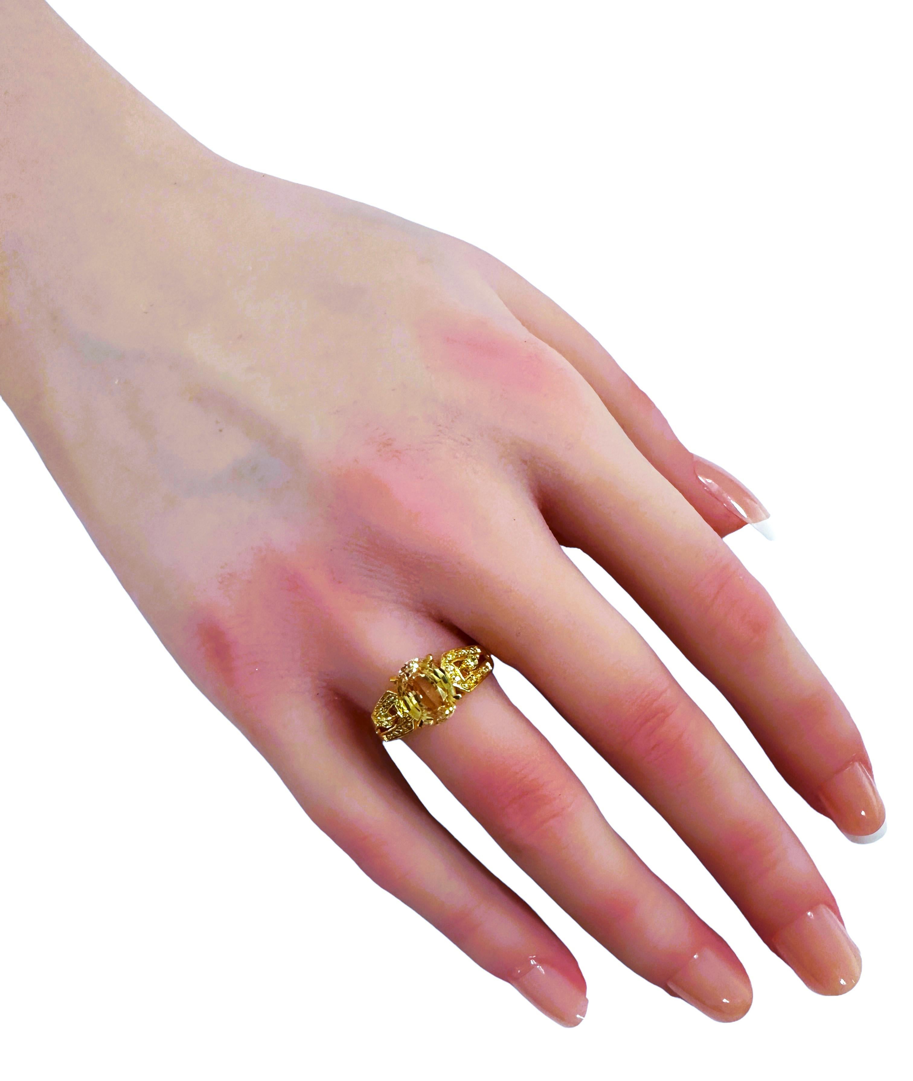 Women's New Sri Lanka 2.90 Ct Yellow Sapphire Yellow Gold Plated Sterling Ring