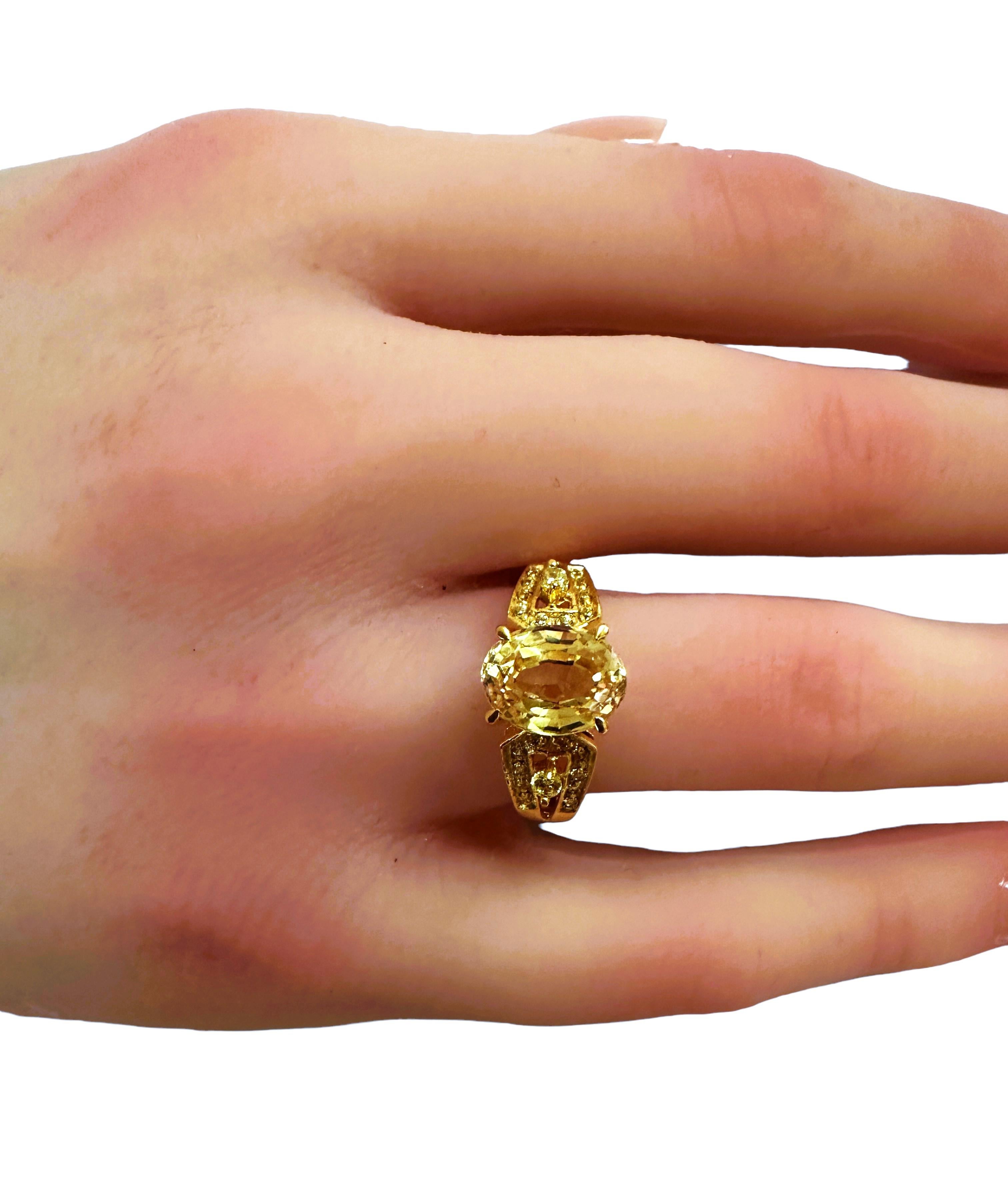 New Sri Lanka 2.90 Ct Yellow Sapphire Yellow Gold Plated Sterling Ring 1