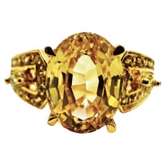 Neuer Sri Lanka 2,90 Karat Gelber Saphir Gelbgold vergoldeter Sterling-Ring