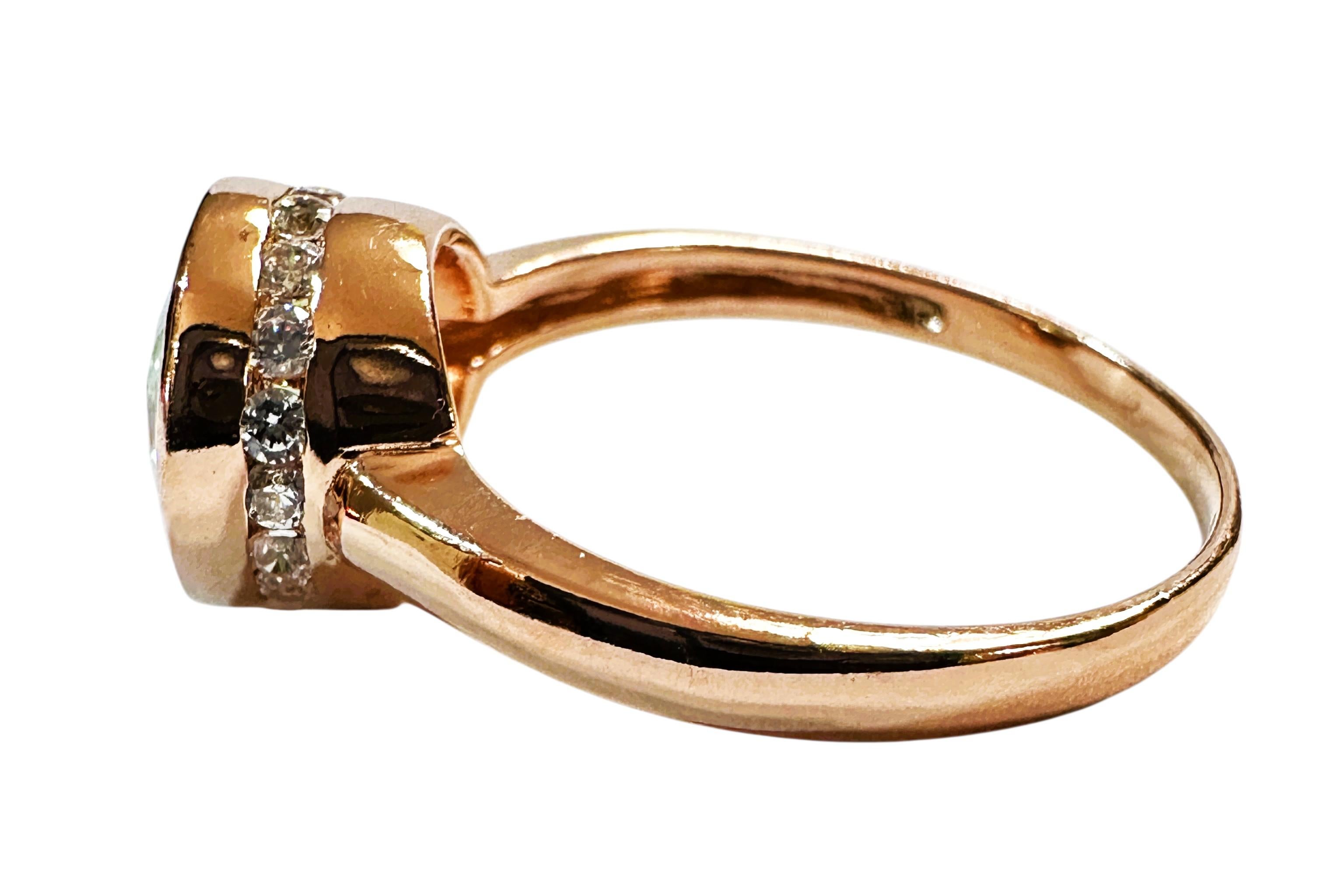 Art Déco Nuovo anello in oro rosa PL Sterling con zaffiro verde da 3,10 carati dello Sri Lanka in vendita