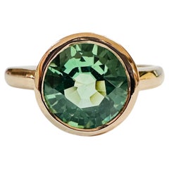 Nuovo anello in oro rosa PL Sterling con zaffiro verde da 3,10 carati dello Sri Lanka