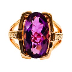 New Sri Lanka 3.10 ct Blue Purple Spinel Rose Gold Plated Sapphire Sterling Ring