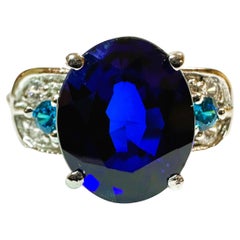 New Sri Lanka 3.30 Ct vivid Blue Sapphire Sterling Ring Size 6.75