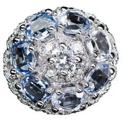 New Sri Lanka 3.56 ct Cornflower Blue & White Sapphire Sterling Ring