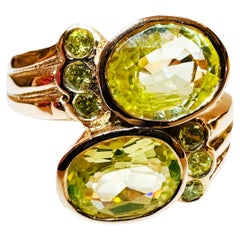 New Sri Lanka 3.80 ct Light Green Sapphire Rose Gold Plated Sterling Ring
