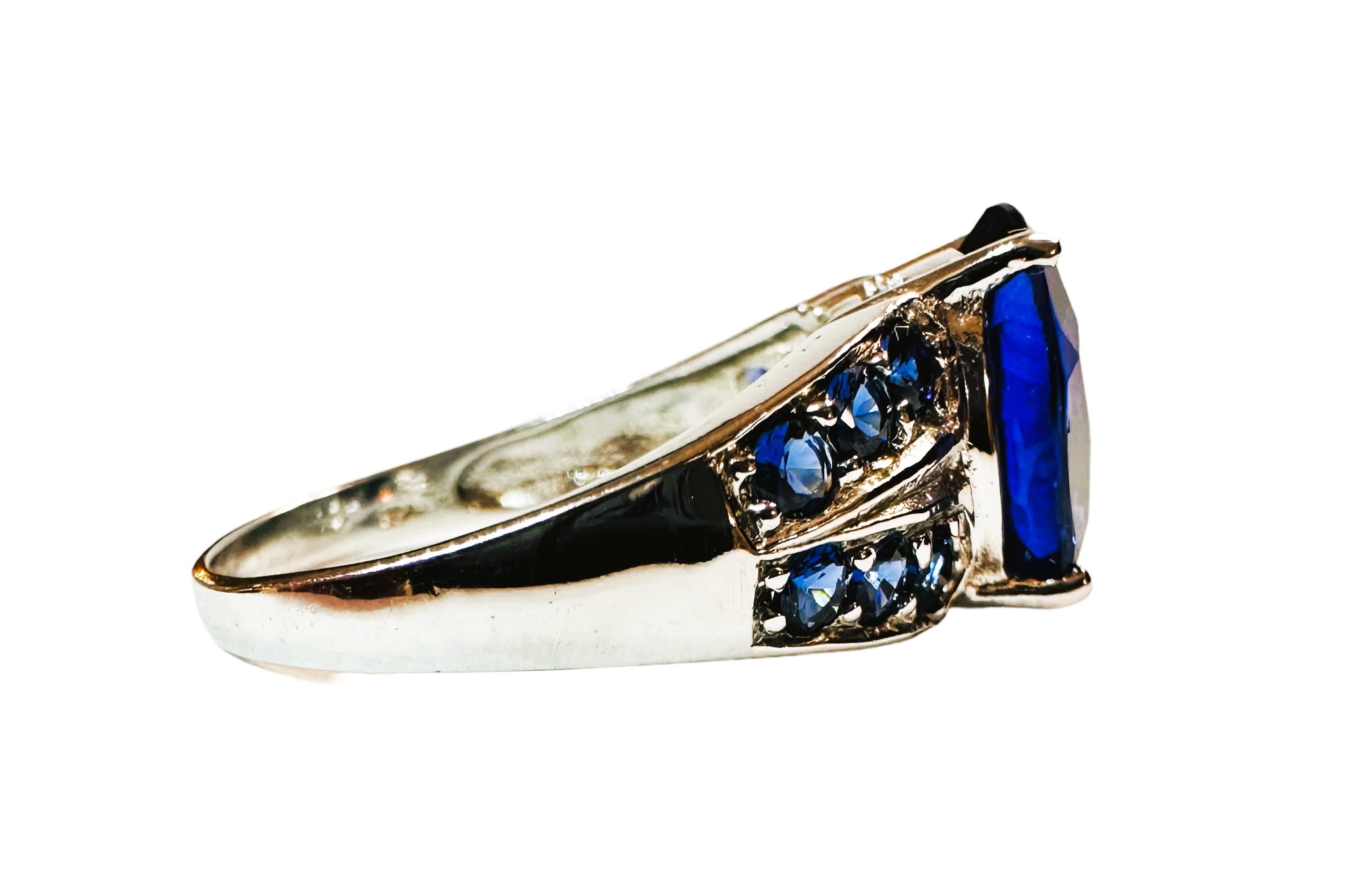 Neuer Sri Lanka 4,20 Karat Blauer Saphir Sterling Ring Größe 7,25 (Ovalschliff)