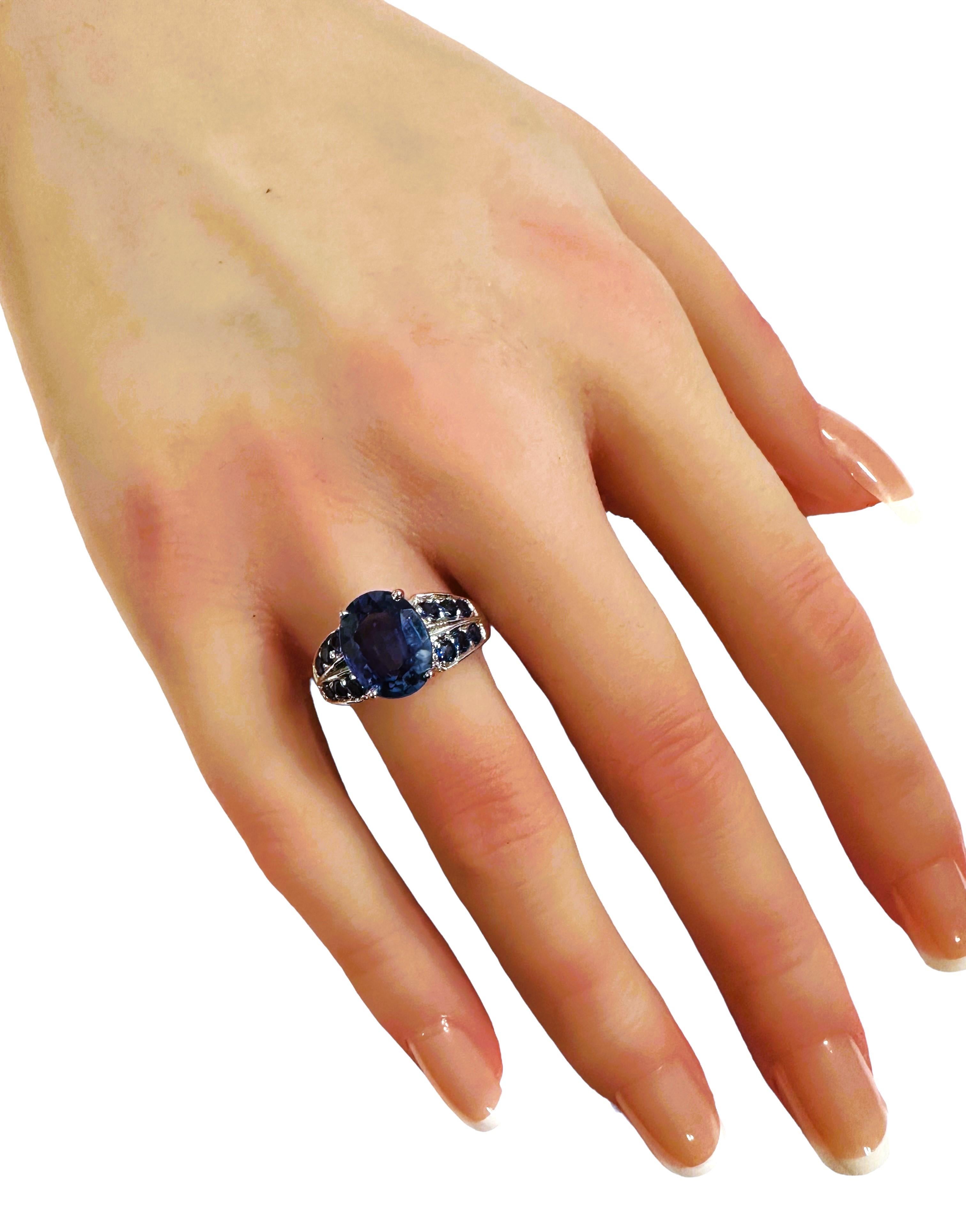 Neuer Sri Lanka 4,20 Karat Blauer Saphir Sterling Ring Größe 7,25 im Zustand „Neu“ in Eagan, MN