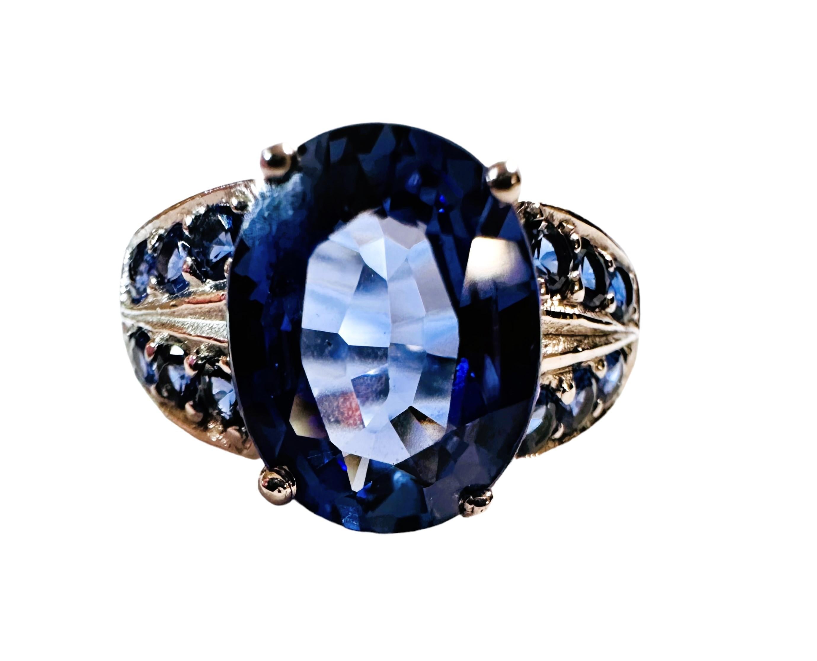 Neuer Sri Lanka 4,20 Karat Blauer Saphir Sterling Ring Größe 7,25 1