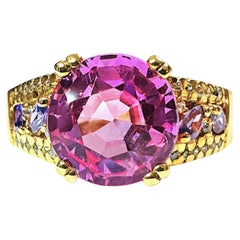New Sri Lanka 4.20 Ct Pink & Lavender Purple Sapphire YGold Plated Sterling Ring