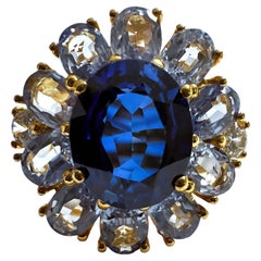 New Sri Lanka 4.5 Ct Royal Blue & Light Blue Sapphire YGold Plate Sterling Ring