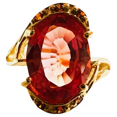 New Sri Lanka 4.62 Ct Padparadscha Sapphire YGold Plated Sterling Ring