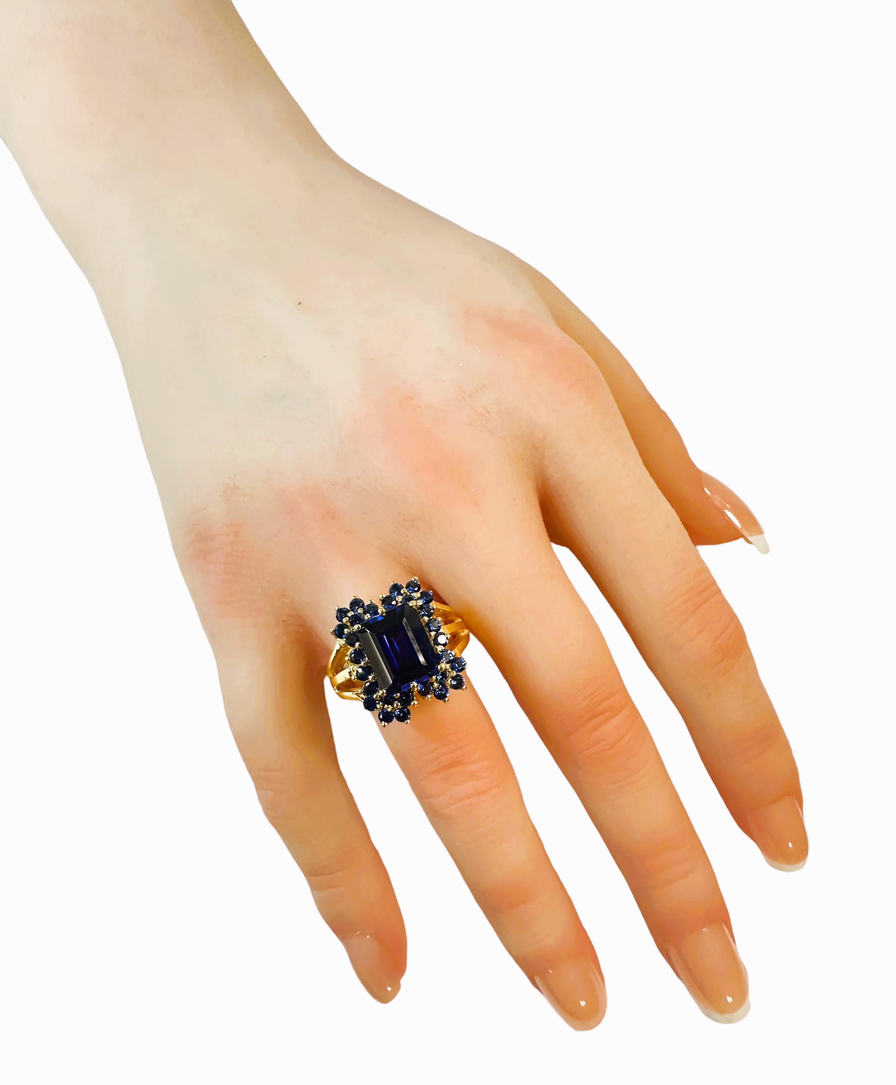 Neuer Sri Lanka 4,70 Karat Dunkelblauer Saphir Roségold vergoldeter Sterling-Ring (Art déco)
