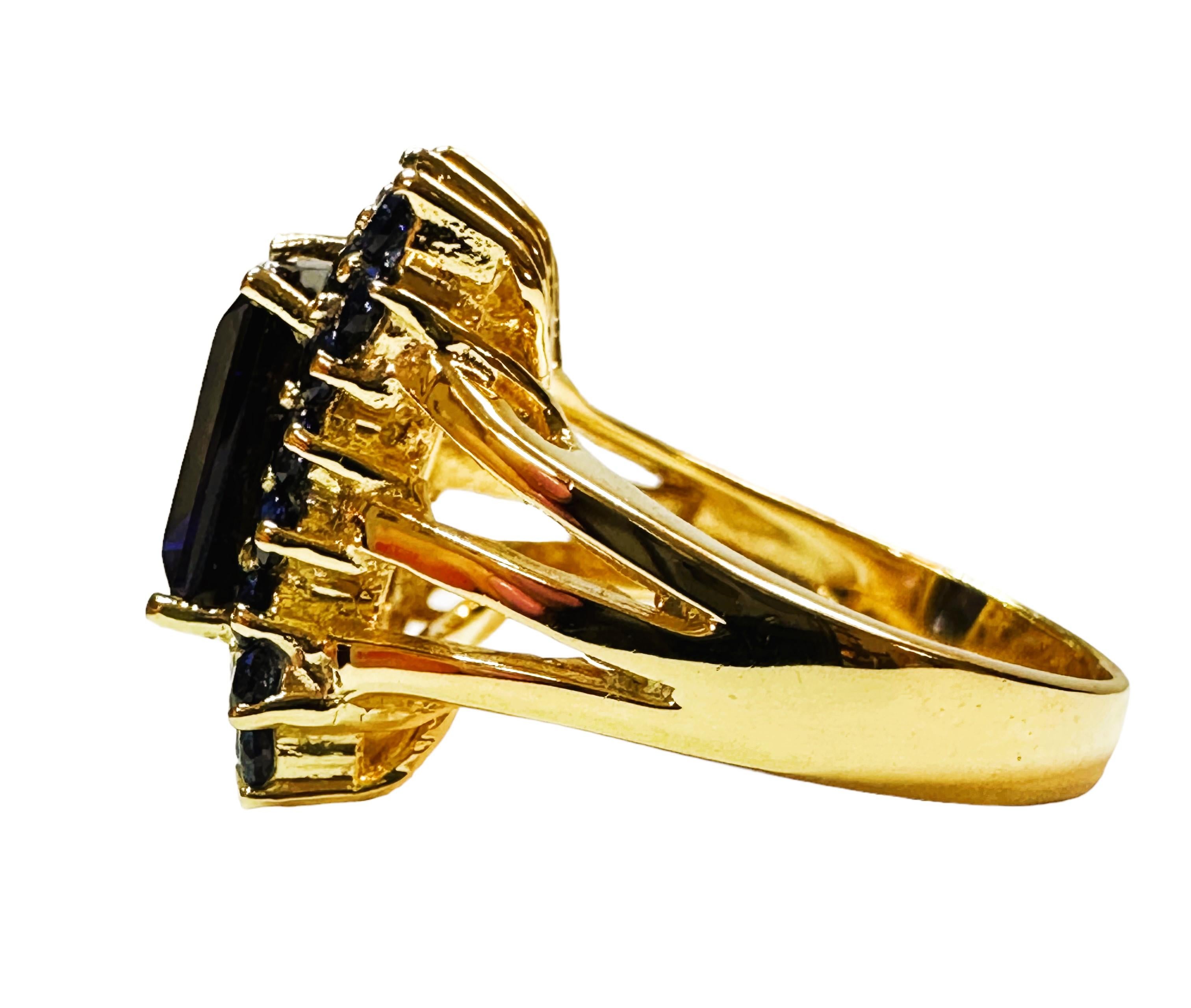 Neuer Sri Lanka 4,70 Karat Dunkelblauer Saphir Roségold vergoldeter Sterling-Ring 1