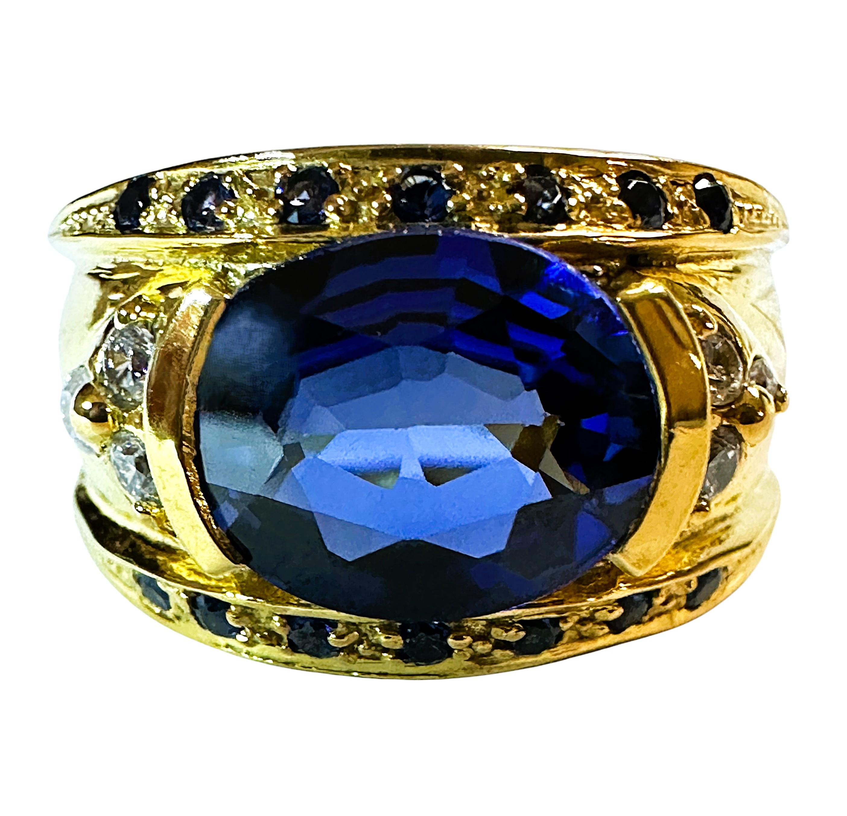Neuer Sri Lanka 4,70 Karat Dunkelblauer & Weißer Saphir Y vergoldeter Sterling-Ring 1