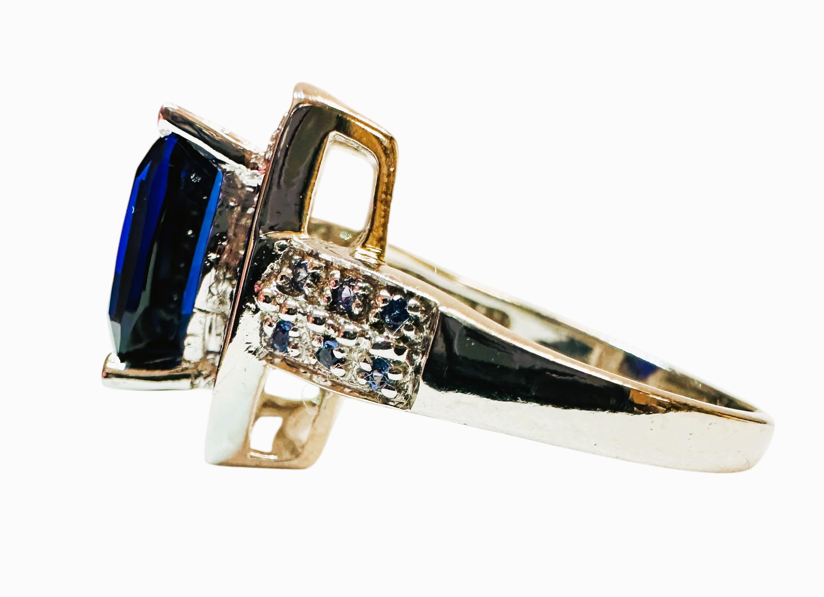 Art Deco New Sri Lanka 4.80 ct  Blue Sapphire Sterling Ring Size 6.5