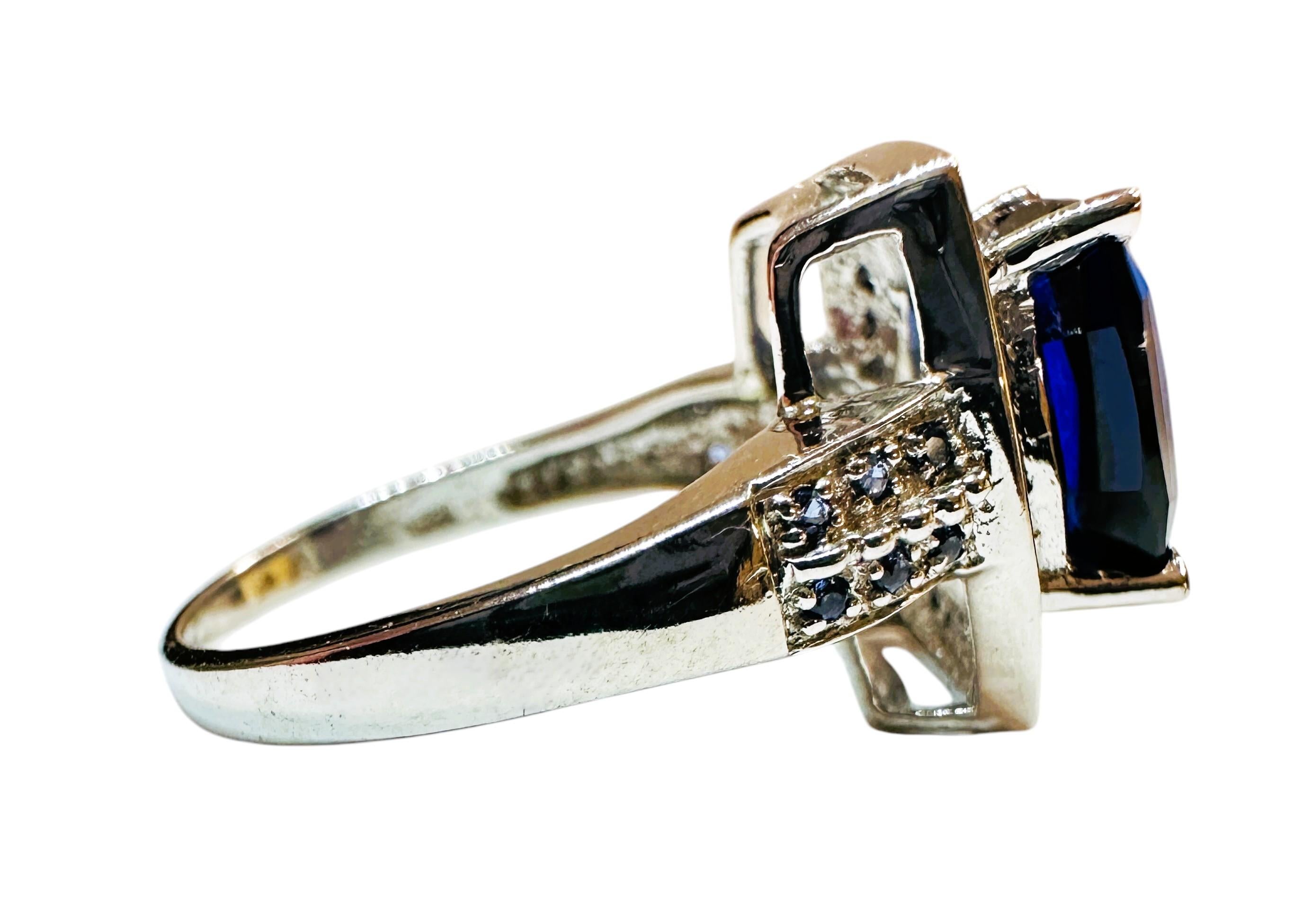 New Sri Lanka 4.80 ct  Blue Sapphire Sterling Ring Size 6.5 In New Condition In Eagan, MN