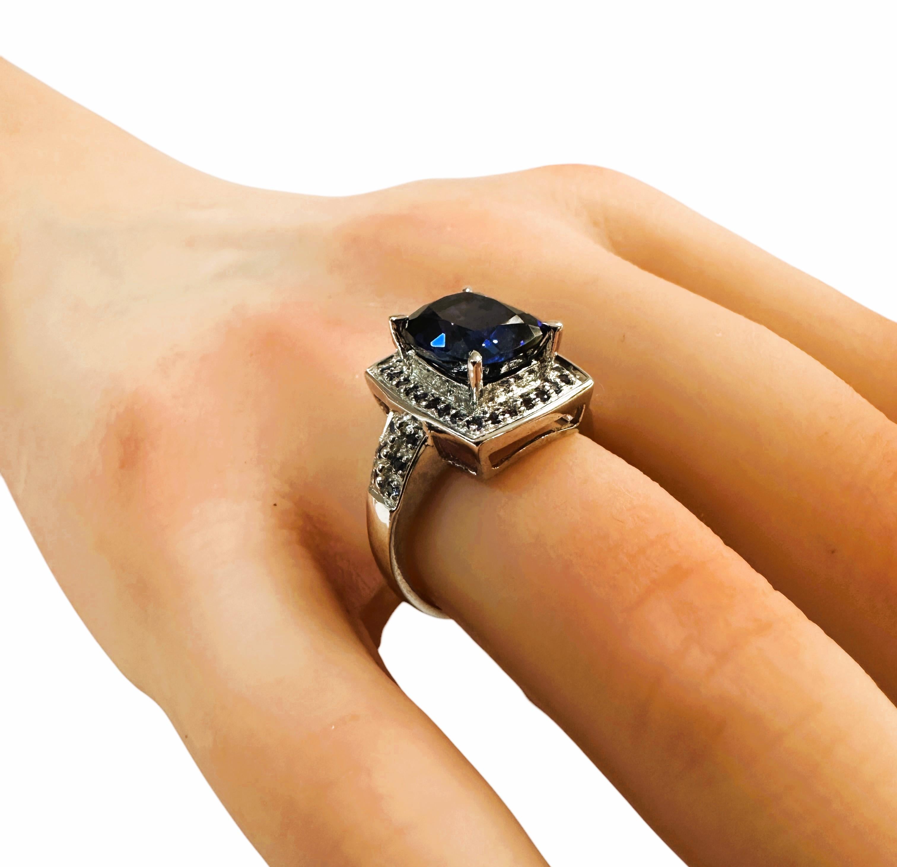 Women's New Sri Lanka 4.80 ct  Blue Sapphire Sterling Ring Size 6.5