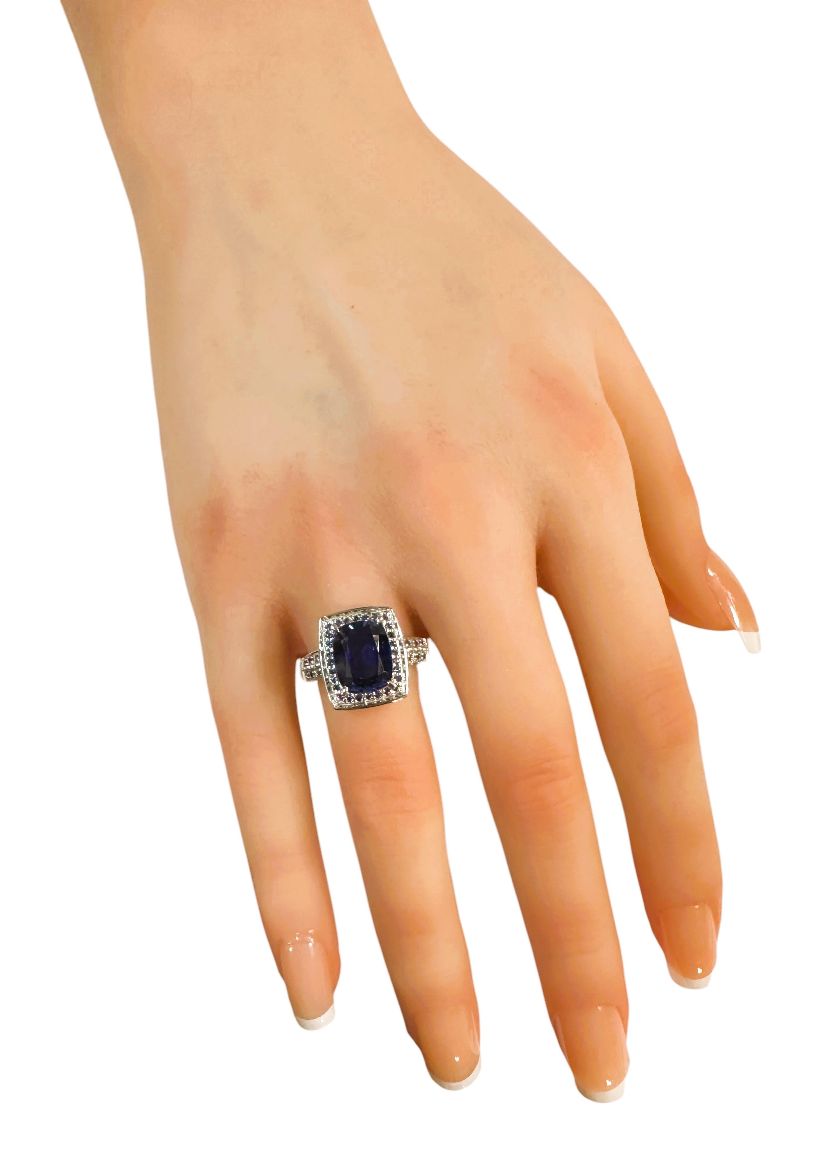 New Sri Lanka 4.80 ct  Blue Sapphire Sterling Ring Size 6.5 1