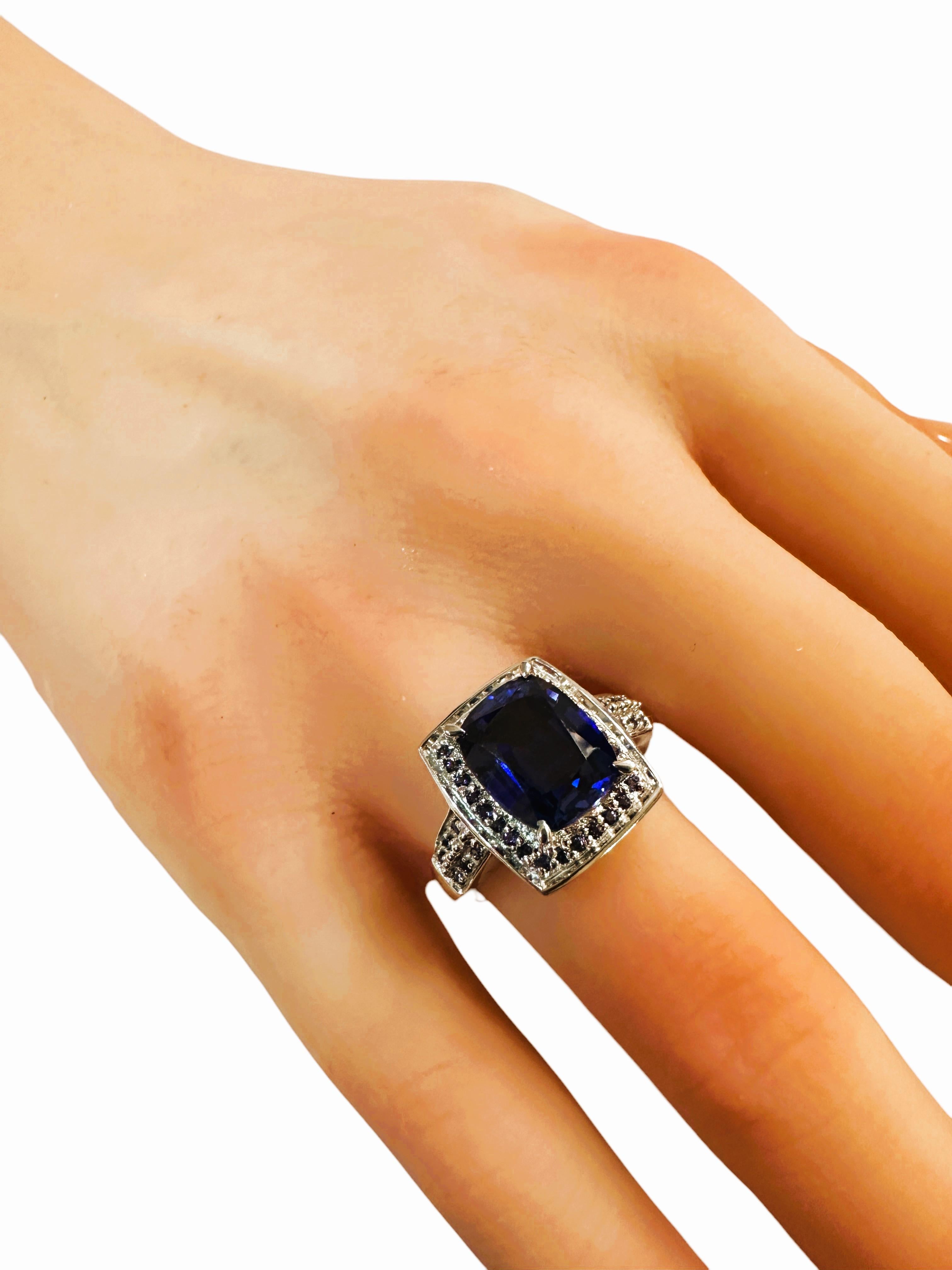 New Sri Lanka 4.80 ct  Blue Sapphire Sterling Ring Size 6.5 2
