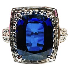New Sri Lanka 4.80 ct  Blue Sapphire Sterling Ring Size 6.5