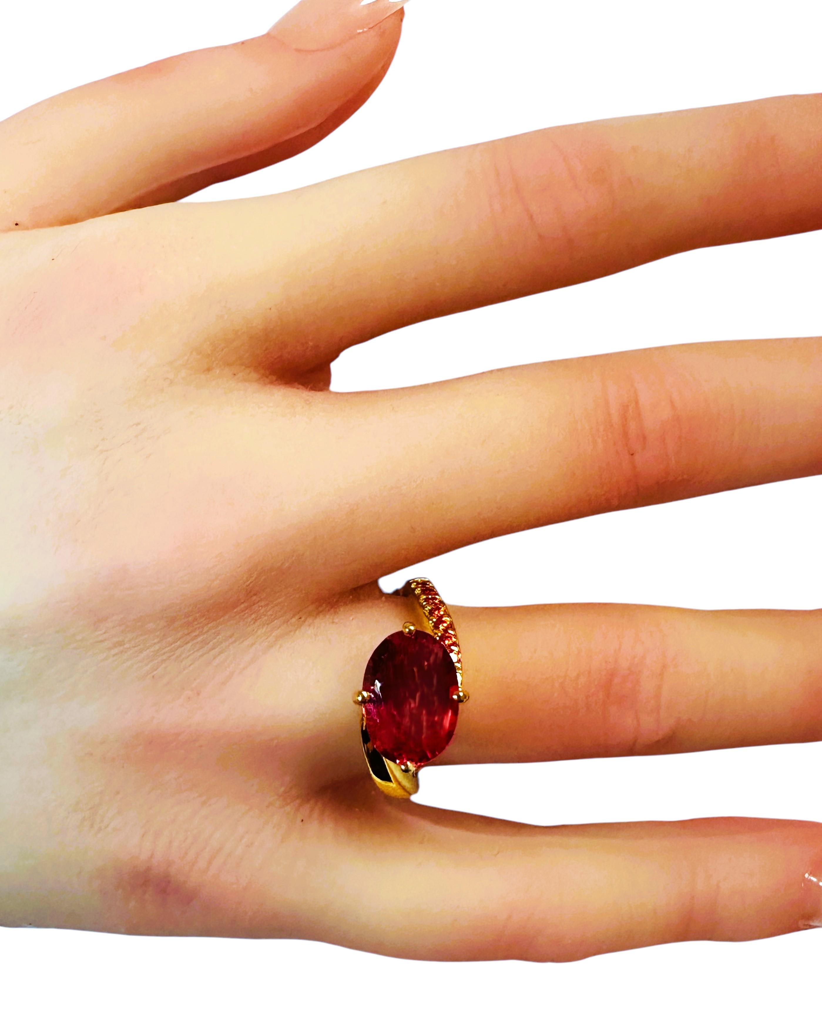 Women's New Sri Lanka 5 Ct Padparadscha & Diamond Cut Sapphire YGold Sterling Ring