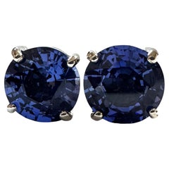 New Sri Lanka 5.10 Ct Denim Blue Sapphire Post Sterling Earrings