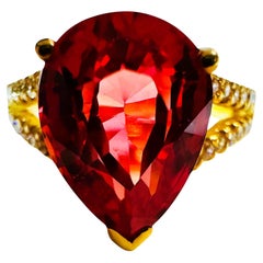 Nueva Sri Lanka 5,1 qt Padparadscha y zafiro talla diamante Anillo de oro rosa de ley