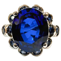 New Sri Lanka 5.6 Ct Dark Blue Sapphire Sterling Ring Size 8
