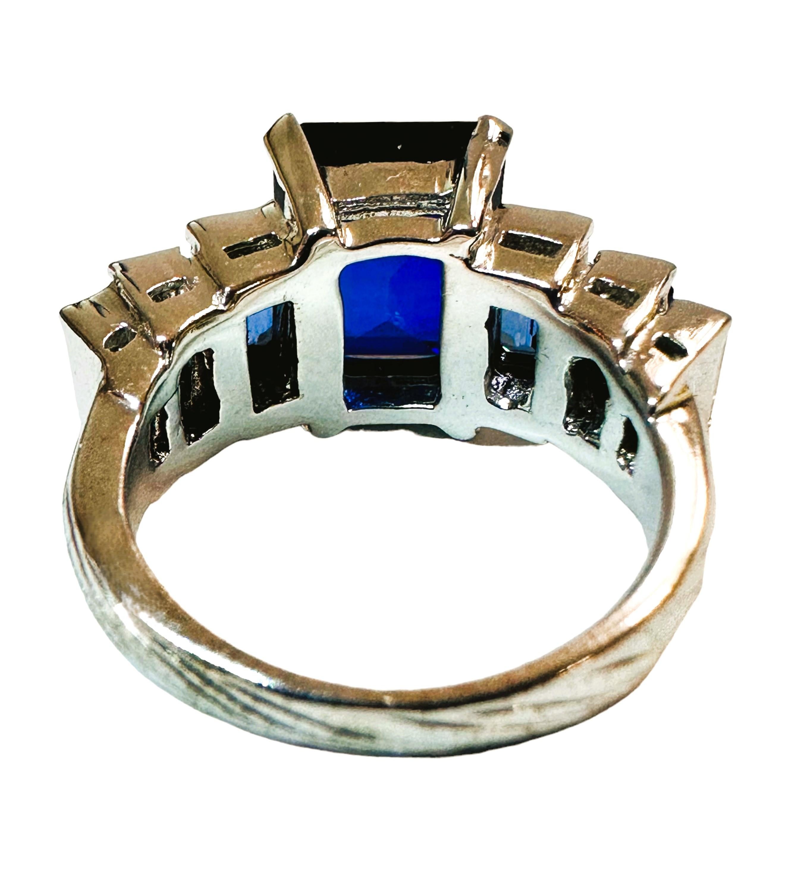 Taglio baguette Nuovo anello in sterline dello Sri Lanka 5,6 ct Multi Blu e Citrino Baguette Misura 6