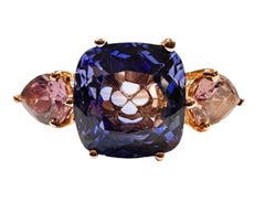 New Sri Lanka 5.70 Ct Cornflower & Purple Sapphire YGold Plated Sterling Ring