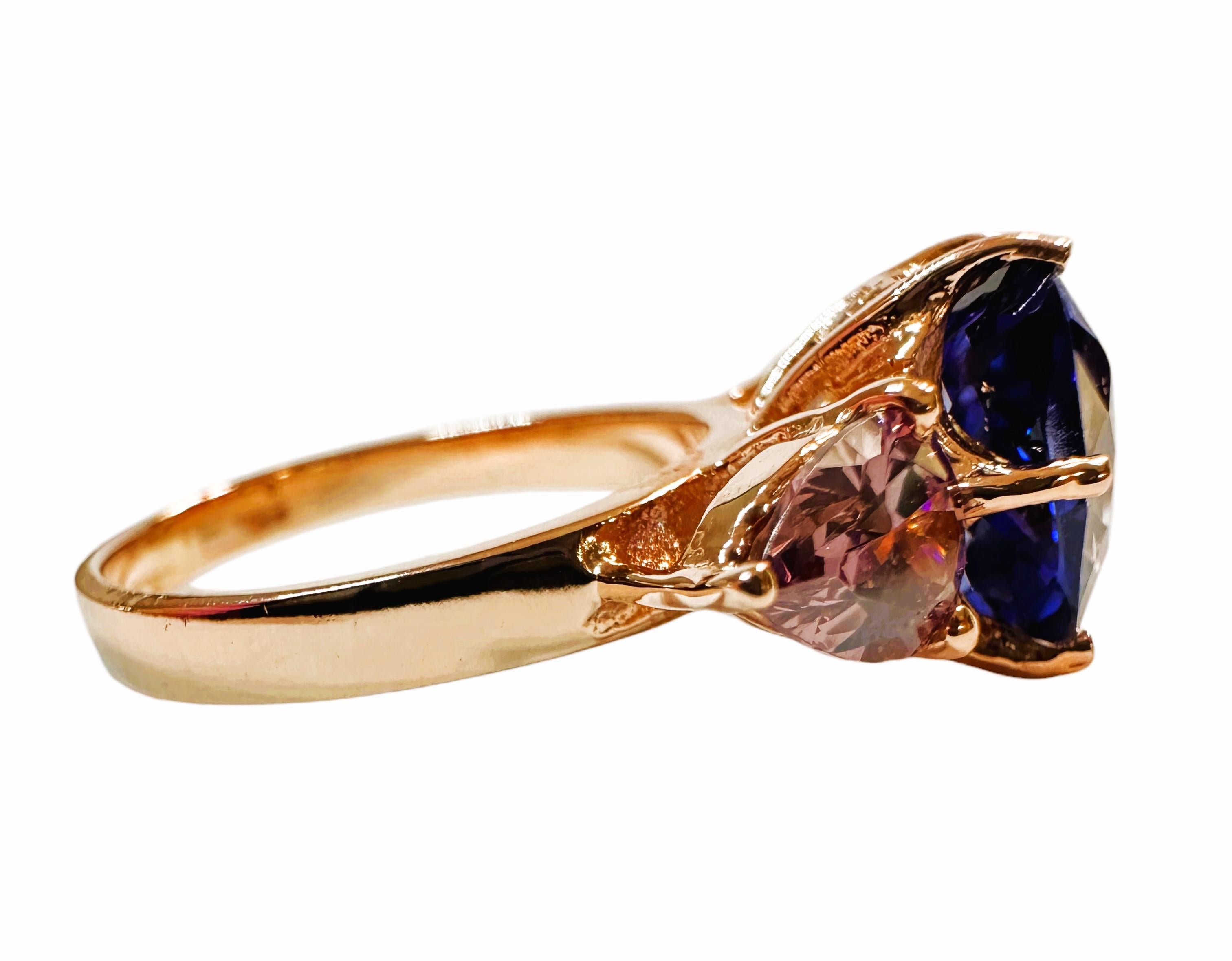 Neuer Sri Lanka 5,70 Karat Kornblume & lila Saphir Y vergoldeter Sterling Ring im Zustand „Neu“ in Eagan, MN
