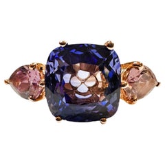 New Sri Lanka 5.70 Ct Cornflower & Purple Sapphire YGold Plated Sterling Ring