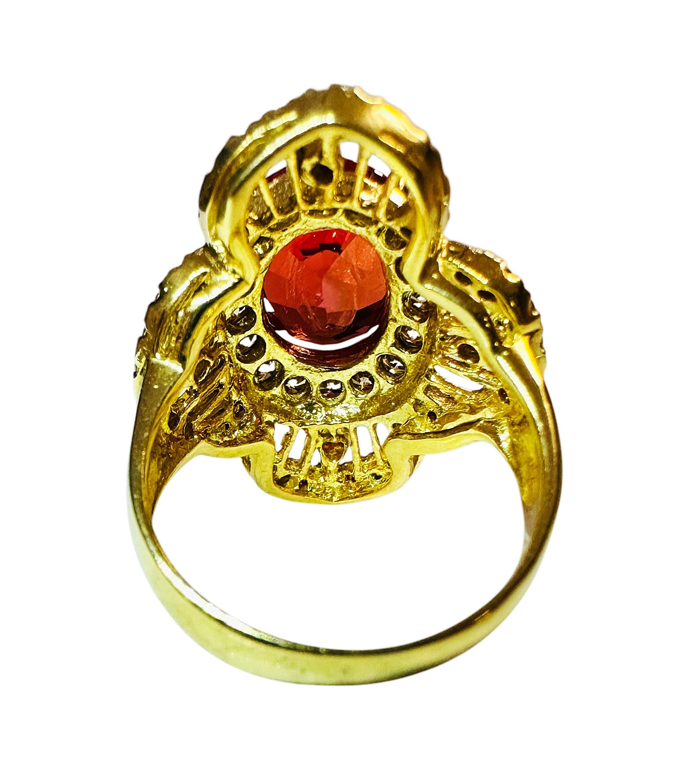 Neuer SriLanka Gelbgold-Ring, SriLanka 5.8 Karat Padparadscha & Diamantschliff Saphir Gelbgold (Rundschliff)