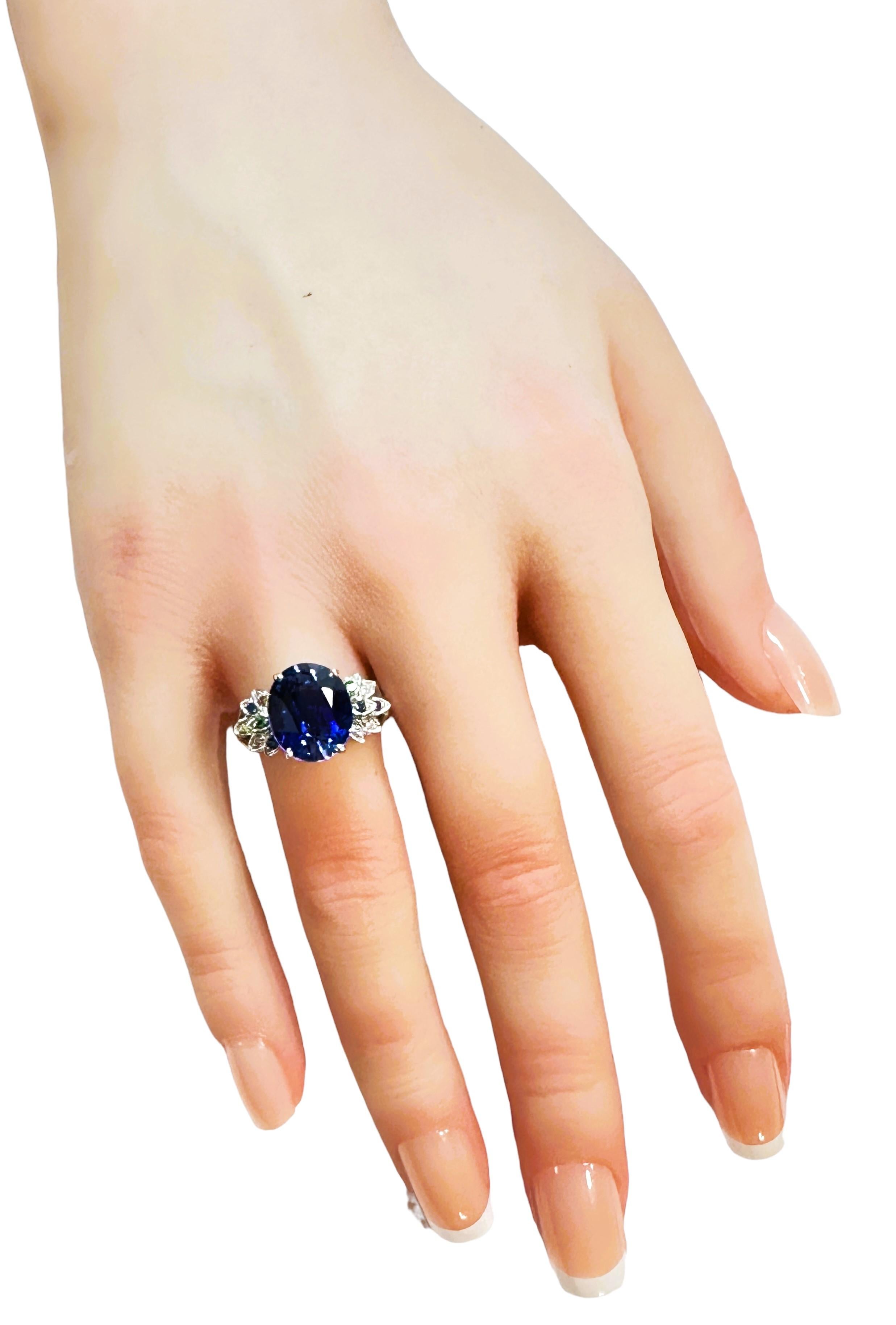 Neuer Sri Lanka 5.9 Karat königsblauer Saphir & mehrfarbiger Saphir Sterling-Ring Damen