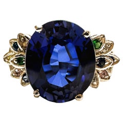 Neuer Sri Lanka 5.9 Karat königsblauer Saphir & mehrfarbiger Saphir Sterling-Ring