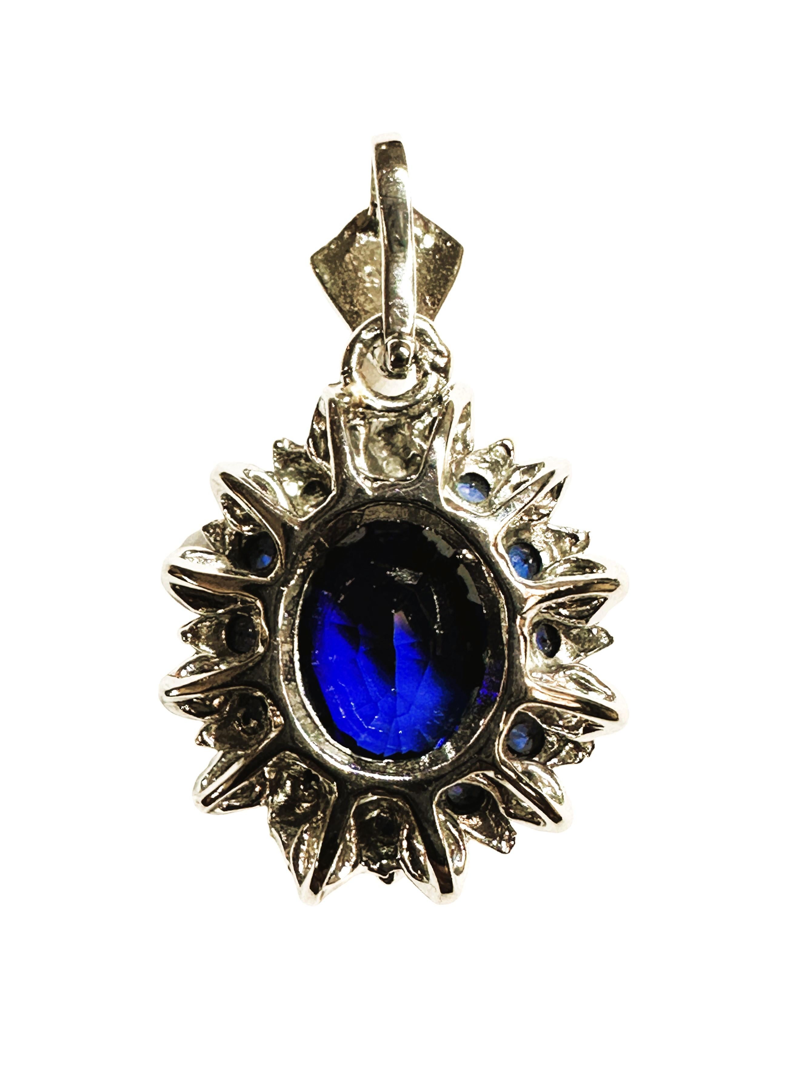 Nueva Sri Lanka  5,90 ct Zafiro Azul Real Collar Colgante de Esterlina 18